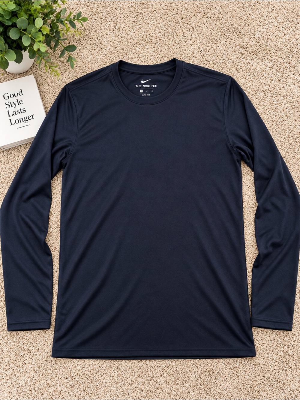 Nike Long-Sleeve Workout Tee - Navy Blue